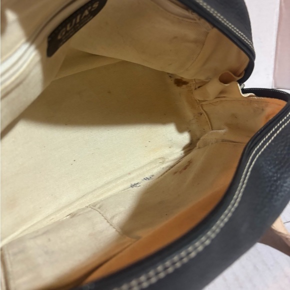 GUIA’S black leather satchel handbag with beige trim - Picture 7 of 10